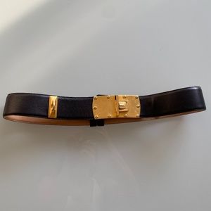 Donna Karan Genuine Leather Belt - Black and Gold